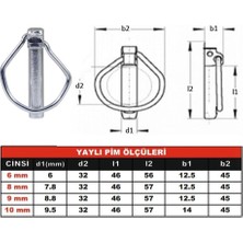 Badem10 Traktör Pimi Yaylı Pim Galvanizli Çelik 8 Mm-50 Adet