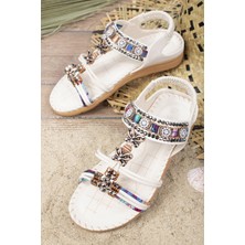 Khayt Marina Anatomik Guja Fashion Taşlı Günlük Kadın Sandalet