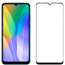 Case 4U Huawei Y6P Tam Kaplayan Tamperli Cam Ekran Koruyucu Curved Kırılmaz Kenar Şeffaf