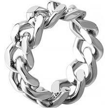 Chavin Parlak Gri Zincir Dizayn Erkek Bayan Çelik Yüzük EK50BY