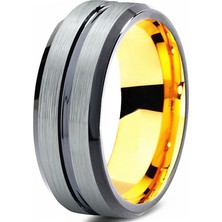 Chavin Bayan-Erkek Mat Gri Fırçalanmış Tungsten Yüzük Dm80 14