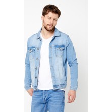 Damga Jeans Erkek Mevsimlik Buz Mavi Pamuklu Rahat Kot Ceket