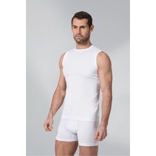 Namaldı 3 Adet Beyaz Renk Kolsuz Bisiklet Yaka Ribana Atlet