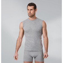 Namaldı 3 Adet Gri Renk Kolsuz Bisiklet Yaka Ribana Atlet