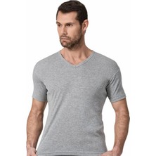 Namaldı 6 Adet Gri Renk V Yaka Kısa Kollu Atlet Fanila