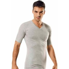 Tutku 6 Adet Gri Renk V Yaka Kısa Kollu Atlet Fanila