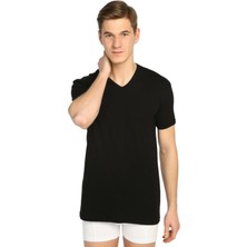 Tutku 10 Adet Siyah Renk V Yaka Kısa Kollu Atlet Fanila