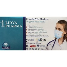 Lidya Pharma Cerrahi Maske Tek Tek Steril Telli 3 Katlı 50 Adet Mavi