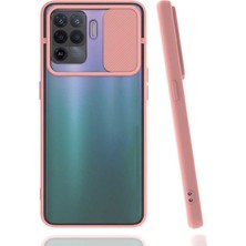 Kzy Oppo Reno 5 Lite Kapak Lensi Açılır Kapanır Kamera Korumalı Silikon Kılıf - Pudra