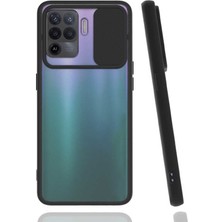 Kzy Oppo Reno 5 Lite Kapak Lensi Açılır Kapanır Kamera Korumalı Silikon Kılıf - Siyah