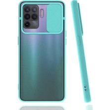 Kzy Oppo Reno 5 Lite Kapak Lensi Açılır Kapanır Kamera Korumalı Silikon Kılıf - Turkuaz