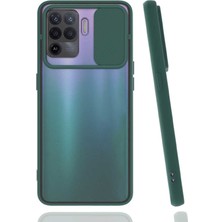 Kzy Oppo Reno 5 Lite Kapak Lensi Açılır Kapanır Kamera Korumalı Silikon Kılıf - Yeşil
