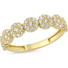 Altın Sepeti  Altın Çiçek Modeli Taşlı Yüzük AS411YZ