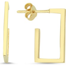 Altın Sepeti  Altın Köşeli Dikdörtgen Çubuk Küpe AS435KP