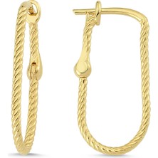 Altın Sepeti  Altın Burgulu Çengel Halka Küpe AS418KP