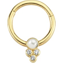 Altın Sepeti  Altın Inci Üç Taş Circle Helix Piercing AS85PC