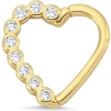 Altın Sepeti  Altın Kalp Taşlı Helix Piercing AS75PC