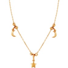 Altın Sepeti  Rose Gümüş Hilal Yıldız Şans Kolye AS19945F21