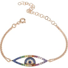 Altın Sepeti  Rose Gümüş Renkli Taşlı Göz Bileklik AS19958F21