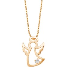 Altın Sepeti  Rose Gümüş Tektaşlı Melek Kolye G910KLR2