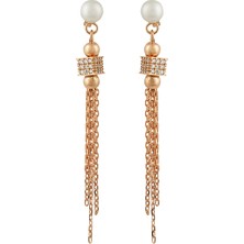 Altın Sepeti  Rose Gümüş Inci Zincir Küpe AS20077F21