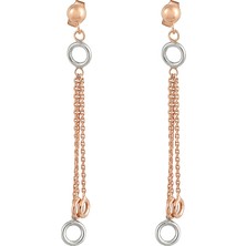 Altın Sepeti  Rose Gümüş Taşsız Zincir Küpe AS19643F21