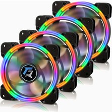 Gameforce Dual Rıng Raınbow 12CM 120MM Kasa Fan 4 Lü Set