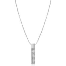 Frnch Dikdörtgen Model Zirkon Taşlı Gümüş Kadın Kolye FRJ30437-537-A