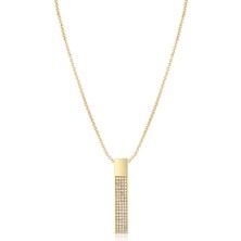 Frnch Dikdörtgen Model Zirkon Taşlı Gold Kadın Kolye FRJ30437-537-G