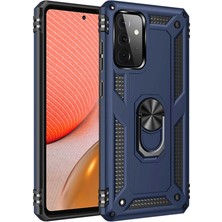 Tekno Grup Samsung Galaxy A52 Kılıf Çift Katmanlı Yüzüklü Manyetik Vega Kapak + Nano Ekran Koruyucu Lacivert