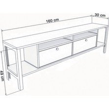 Alaluna Metal Ayaklı  Atlantik Çam 160 cm Tv Ünitesi