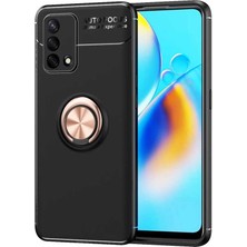 Caseart Oppo Reno A74 4g Kılıf Renkli Yüzüklü Manyetik Silikon Kapak Siyah - Rose Gold