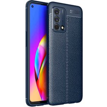 Caseart Oppo Reno A74 4g Kılıf Darbe Korumalı Deri Görünümlü Silikon Arka Kapak - Lacivert