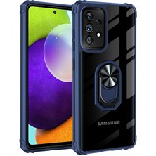 Caseart Samsung Galaxy A32 4g Kapak Şeffaf Yüzüklü Kenar Korumalı Standlı Kılıf - Lacivert