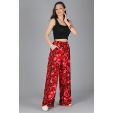 Sweetness Kadın Kırmızı Bol Paça Beli Lastikli Pantolon