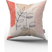 Beyaz Siyah Modern Silüet Figür Desenli Dijital Baskı Kırlent Yastık Kılıfı CGH510