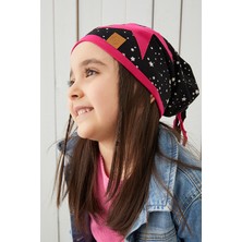 Babygiz Fuşya Siyah Çocuk  Şapka Bere Yumuşak Pamuklu Penye Elit Seri