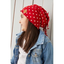 Babygiz Kırmızı Beyaz Çocuk Şapka Bere Yumuşak Pamuklu Penye Elit Seri Kız Çocuk İçin