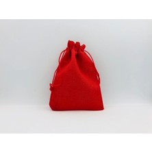 Ozan Tuhafiye Kese Kırmızı Renk Jüt Kumaş 10X14 cm 10 Adet
