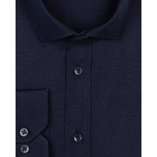 Süvari Slim Fit Armür Desenli Lacivert Erkek Gömlek
