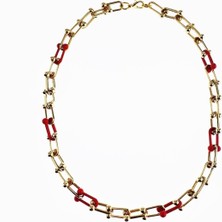 BijuStore Altın Kaplama Pembe Model Kolye