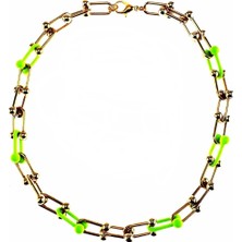 BijuStore Altın Kaplama Yeşil Neon Model Kolye