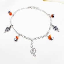 BijuStore Sedef Hematit Doğal Taş Sol Anahtarı Halhal