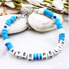 BijuStore Isim Yazılı Kadın Nazar Boncuklu Fimo Bileklik