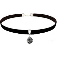 BijuStore Kadife Galaksi Choker Kolye Siyah Renk
