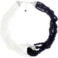 BijuStore Siyah ve Beyaz Kristal Taş Kadın Kolye