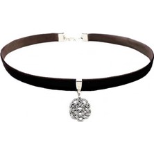 BijuStore Kadife Aşk Düğümü Choker Kahve Renk