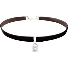 BijuStore Kahverengi Kadife Kilit Choker