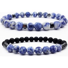 BijuStore Sodalit Hematit Ikili Kombin Doğal Taş Bileklik