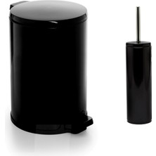 Primanova M-SE49-06-06 Cigo Siyah 2'li Set 12 Lt. Çöp Kovası ve Tuvalet Fırçası
